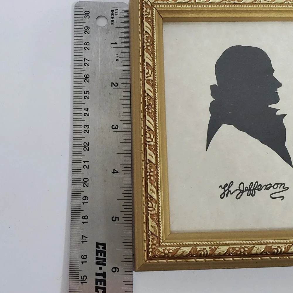 Thomas Jefferson Silhouette Framed Art Sullins House Gold Ornate 5x6